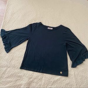 Michael Kors Teal t-shirt with ruffle sleeve